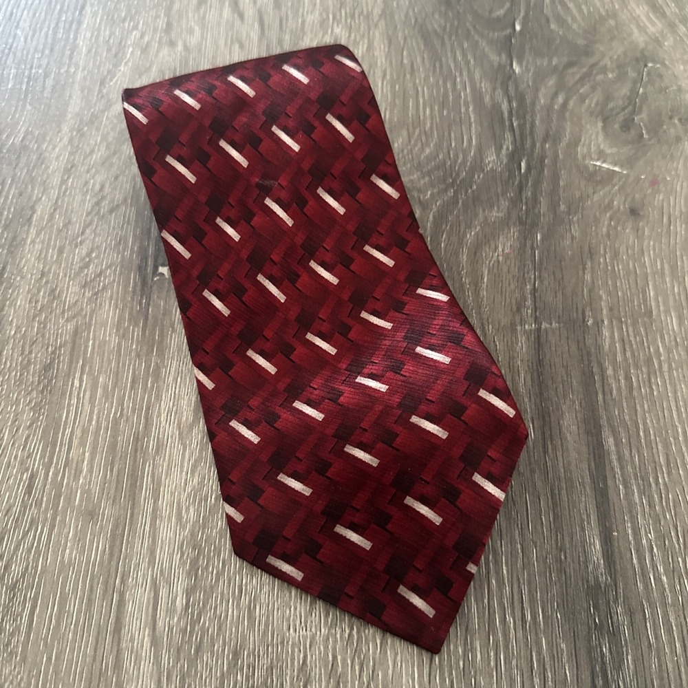 Alexander Julian Colours Men's Tie Burgundy Red Geometric Abstract Necktie